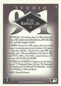 1991 Studio #9 Cal Ripken, Jr. Back