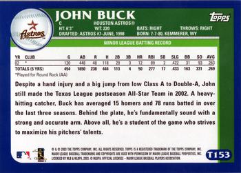 2003 Topps Traded & Rookies #T153 John Buck Back