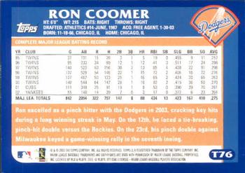 2003 Topps Traded & Rookies #T76 Ron Coomer Back