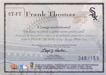 2004 Fleer Sweet Sigs - Sweet Stitches Jersey Silver #ST-FT Frank Thomas Back