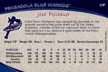 2012 Grandstand Pensacola Blue Wahoos #6 Josh Fellhauer Back