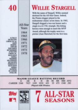 2003 Topps Tribute Perennial All-Star Edition #40 Willie Stargell Back