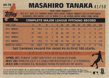 2018 Topps - 1983 Topps Baseball 35th Anniversary Gold #83-78 Masahiro Tanaka Back