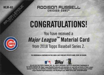 2018 Topps - Major League Material Relics Gold (Series 1) #MLM-AR Addison Russell Back