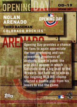 2018 Topps - MLB Opening Day #OD-19 Nolan Arenado Back