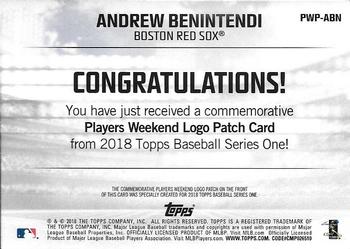 2018 Topps - Players Weekend Patch #PWP-ABN Andrew Benintendi Back