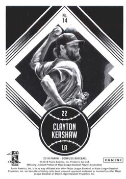 2018 Donruss #14 Clayton Kershaw Back