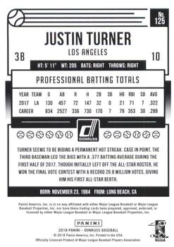 2018 Donruss #125 Justin Turner Back