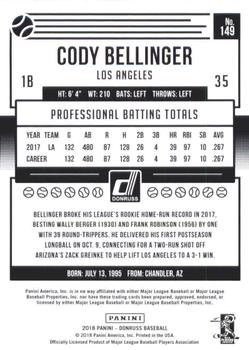 2018 Donruss #149 Cody Bellinger Back