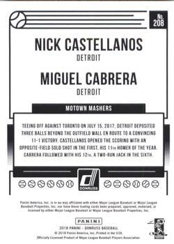 2018 Donruss #208 MoTown Mashers (Nick Castellanos / Miguel Cabrera) Back