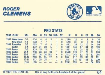 1991 Star All-Star #64 Roger Clemens Back