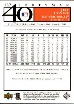 2003 Upper Deck 40-Man #157 Jeff Conine Back