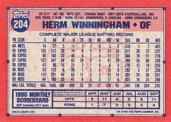 1991 Topps #204 Herm Winningham Back