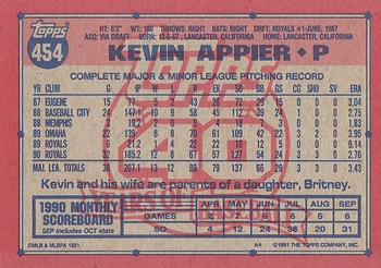 1991 Topps #454 Kevin Appier Back