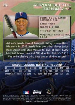 2018 Stadium Club #234 Adrian Beltre Back