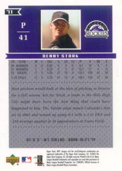 2003 Upper Deck MVP #71 Denny Stark Back
