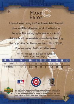 2003 Upper Deck Sweet Spot #24 Mark Prior Back