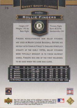 2003 Upper Deck Sweet Spot Classic #76 Rollie Fingers Back