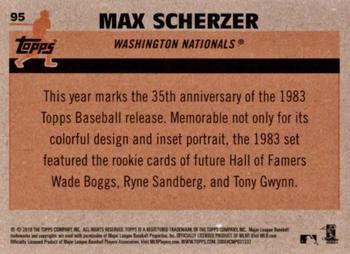2018 Topps - 1983 Topps Baseball 35th Anniversary Chrome Silver Pack #95 Max Scherzer Back