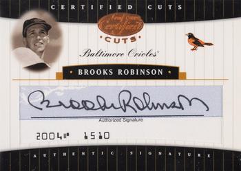2004 Leaf Certified Cuts - Check Signature Blue #CC-6 Brooks Robinson Front