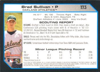 2004 Bowman #173 Brad Sullivan Back