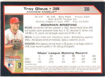 2004 Bowman Chrome #30 Troy Glaus Back