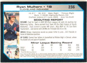 2004 Bowman Chrome #236 Ryan Mulhern Back