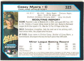 2004 Bowman Chrome #323 Casey Myers Back