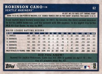 2018 Topps Big League #62 Robinson Cano Back