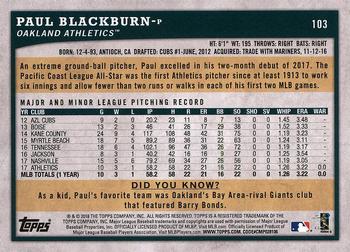 2018 Topps Big League #103 Paul Blackburn Back