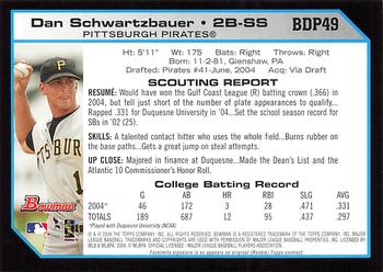 2004 Bowman Draft Picks & Prospects #BDP49 Dan Schwartzbauer Back