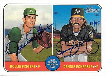 2018 Topps Heritage - Real One Dual Autographs #RODA-FE Dennis Eckersley / Rollie Fingers Front
