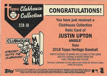 2018 Topps Heritage - Clubhouse Collection Relics #CCR-JU Justin Upton Back