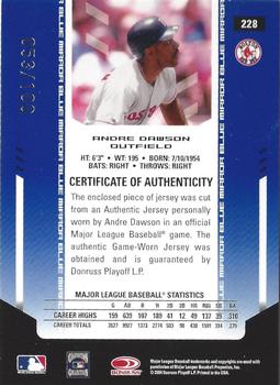 2004 Leaf Certified Materials - Mirror Fabric Blue Position #228 Andre Dawson Back