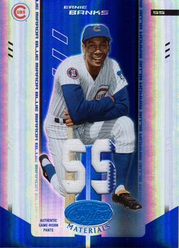 2004 Leaf Certified Materials - Mirror Fabric Blue Position #238 Ernie Banks Front
