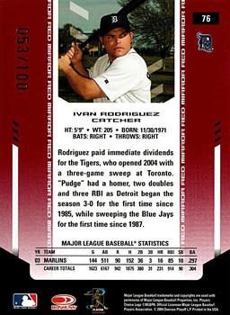 2004 Leaf Certified Materials - Mirror Red #76 Ivan Rodriguez Back