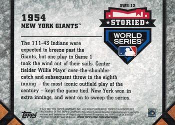 2017 Topps Update - Storied World Series Silver #SWS-12 1954 New York Giants Back