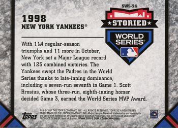2017 Topps Update - Storied World Series Silver #SWS-24 1998 New York Yankees Back