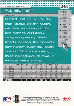 2004 Donruss #264 A.J. Burnett Back