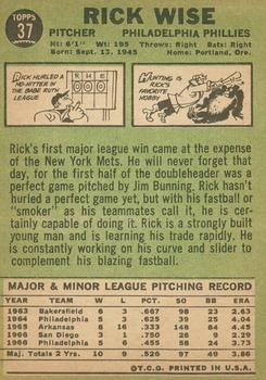 2016 Topps Heritage - 50th Anniversary Buybacks #37 Rick Wise Back