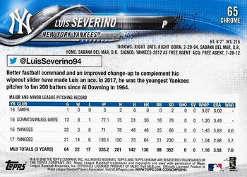 2018 Topps Chrome #65 Luis Severino Back