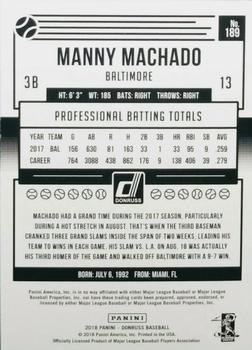 2018 Donruss - Teal #189 Manny Machado Back