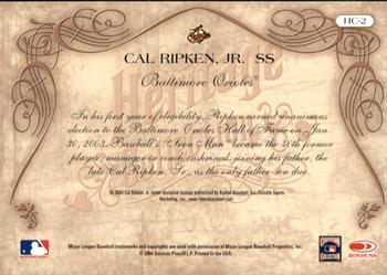 2004 Donruss Diamond Kings - Heritage Collection #HC-2 Cal Ripken Jr. Back