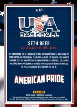 2018 Donruss - American Pride Crystal #AP1 Seth Beer Back