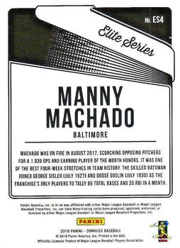 2018 Donruss - Elite Series #ES4 Manny Machado Back