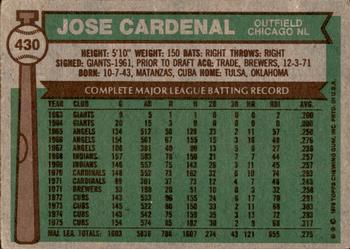 2015 Topps - Topps Originals Buybacks 1976 #430 Jose Cardenal Back