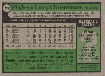 2015 Topps - Topps Originals Buybacks 1979 #493 Larry Christenson Back