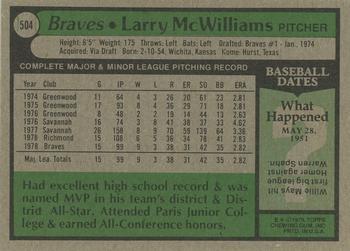 2015 Topps - Topps Originals Buybacks 1979 #504 Larry McWilliams Back