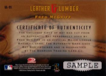 2003 Donruss Studio - Leather & Lumber Samples #LL-11 Fred McGriff Back