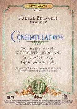 2018 Topps Gypsy Queen - Autographs #GQA-PB Parker Bridwell Back